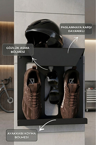 Grandmix Metal Bisiklet Kask ve Aksesuar Rafı Ekipman Düzenleyici