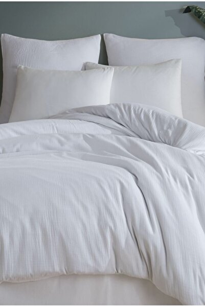 NazeninHome Σετ Παπλωματοθήκη Μονής Μουσελίνας 100% Βαμβάκι |   Λευκό