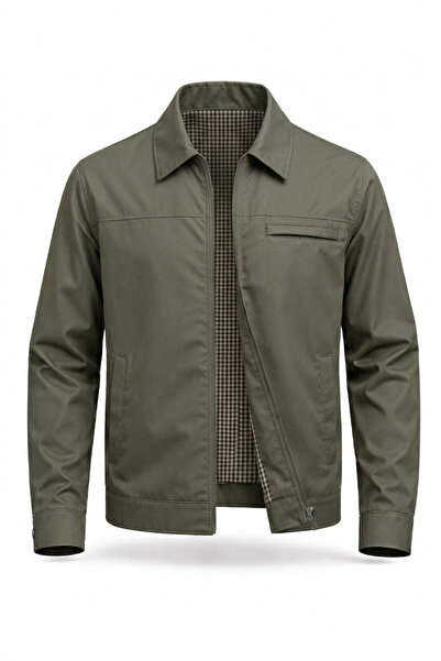 REGOS Erkek Haki Regular Bonded Kumaş Klasik Yaka Mevsimlik&Yazlık Mont