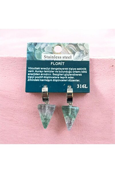 AURA STONE Aurastone Fluorite Natural Stone Earrings with Steel Apparatus