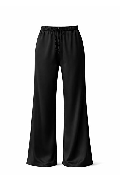 nowglamup Black Flushed Satin Trousers