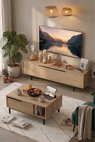 Yurudesign Tv Ünitesi Orta Sehpa 2'Li Set Sepet ON19-S