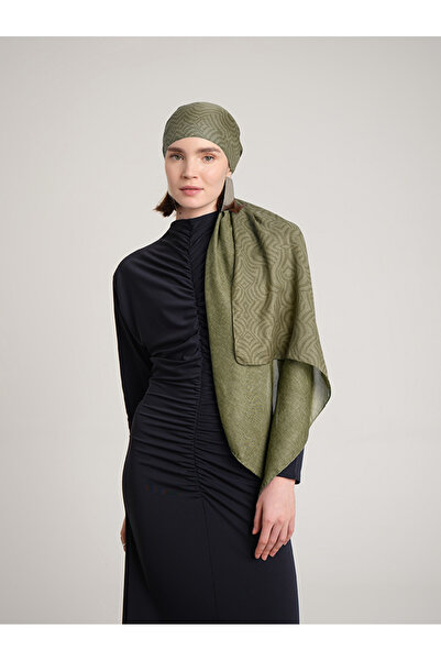 Ayshara Σιραζέ Μονόγραμμα Απλό Με σχέδιο Διπλής όψης Σάλι - Πράσινο