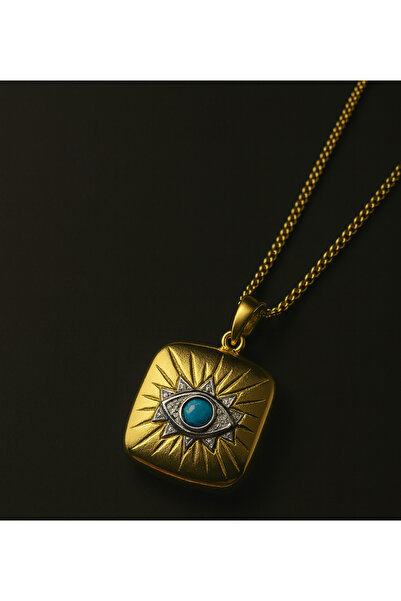 Theory Jewelry Theory Nazar Locket Necklace I Nazar Bead Medallion I Gold Col...