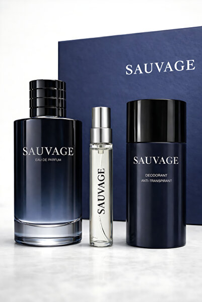 DİORS Sauvages Edp 100 ml Erkek Parfüm & Deodorant 150 ml & Dekant 10 ml ÖZEL...