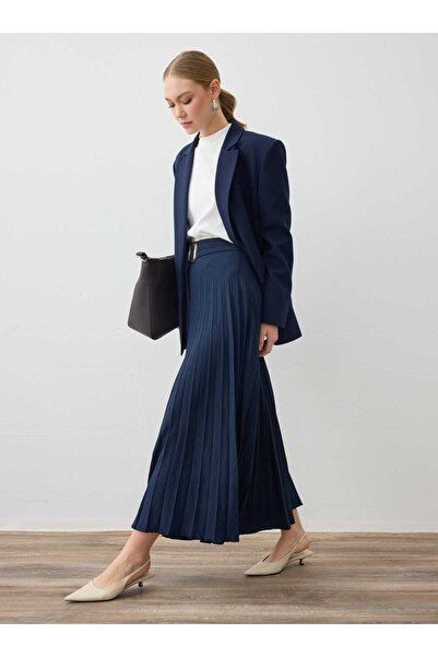 Refka Μακριά φούστα με πλισέ και λεπτομέρεια με κούμπωμα - Σκούρο μπλε -