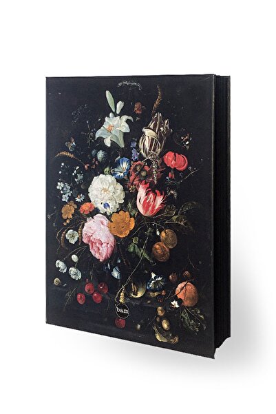 Bam 14,8x21 Lastikli Defter Siyah Yaprak-Çiçek
