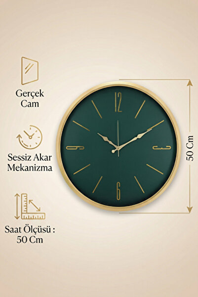 Frapan Home GLX 50 Cm Premium Dekoratif Duvar Saati Sessiz Mekanizmalı Büyük Boy Salon Saati