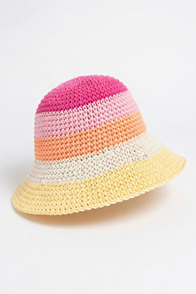 Mollycrush Γυναικείο ροζ ψάθινο πλεκτό καπέλο με ψάθινη βάση, στυλ Μποέμ, για...