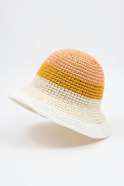 Mollycrush Γυναικείο καπέλο από ψάθινο πλέγμα σε κίτρινο χρώμα, στυλ Μποέμ, γ...