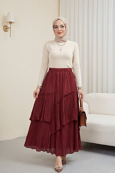 HİJABAYA Φούστα από λινό βουάλ με ελαστική μέση και στρώσεις