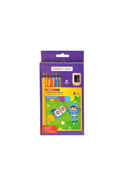 Craft and Arts Jumbo Neon Kuru Boya 6 Renk