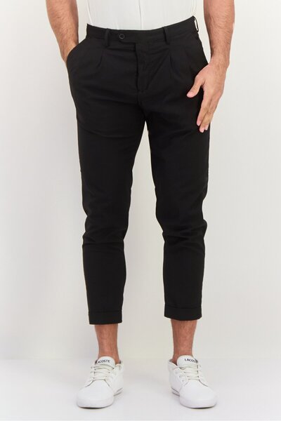 Sorbino Men Regular Fit Plain Cropped Pants, Black