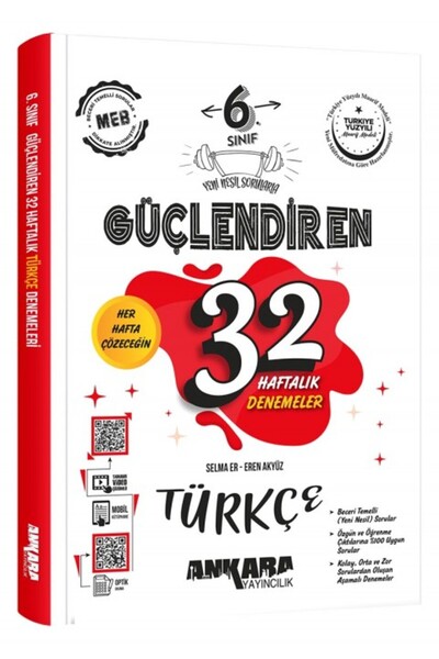 Ankara Yayıncılık ANKARA YAY. 6.SINIF GÜÇ. 32 HAFTALIK TÜRKÇE KAZANIM DENEMEL...
