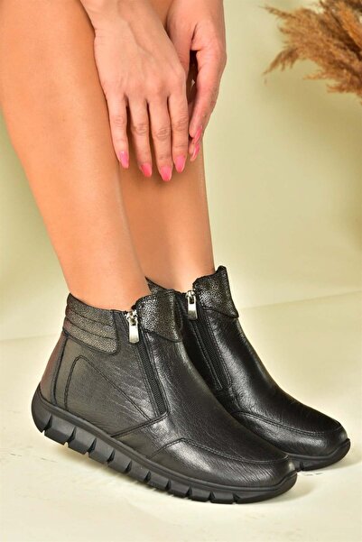 Fox Shoes Μαύρες Γυναικείες Μπότες Orthopedic Sole Comfort από γνήσιο δέρμα N...