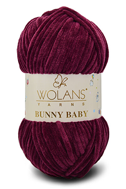 WOLANS 466 Μελιτζάνα Μαλακό Βελούδο - Σχέδιο Κλωστής Baby Bunny, Μαλλί για Μα...