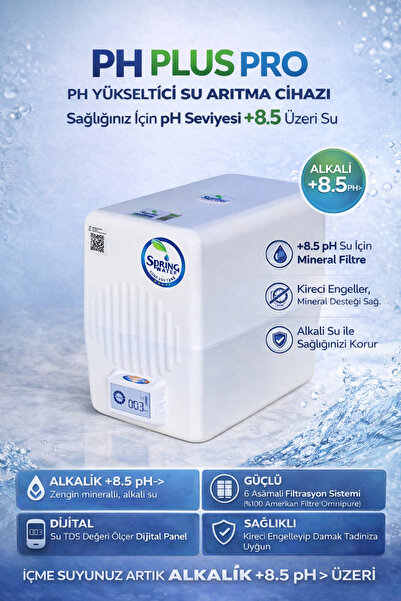 Spring Water Ph Plus Pro 12 Litre Tanklı Pompalı Alkali Su Arıtma Cihazı
