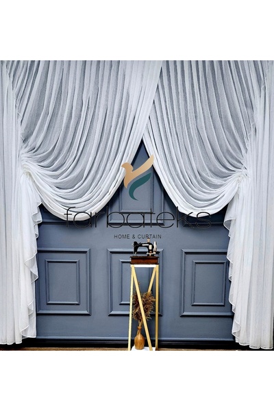 farbateks Νέα μόδα τούλι με λεπτές ρίγες, διπλό τούλι θεατρικής κουρτίνας Yanki