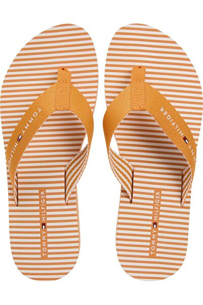 Tommy Hilfiger Women's Brand Logo Orange Slippers Suitable for Daily Use Fw0F...