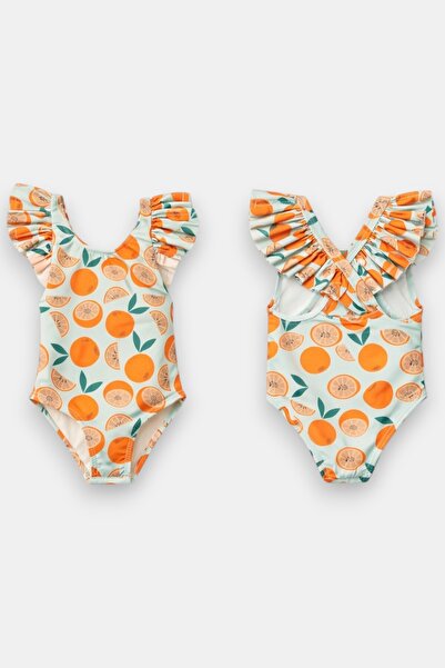 My Kids Wear Κοριτσίστικο μαγιό με βολάν, λεπτομερής κομψή σχεδίαση και χιαστ...