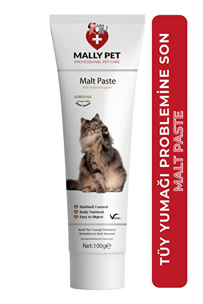 MALLY PET PROFESSIONEL PET CARE Kediler İçin Malt Paste – Tüy Yumağı Önleyici, Sindirim Destekli, Lezzetli Macun
