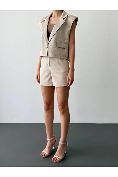 Ecenin Favorileri Σετ σορτς λινό γιλέκο