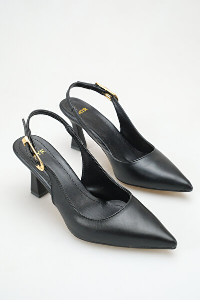 meyra'nın ayakkabıları Γυναικεία παπούτσια με μαύρη αγκράφα με ανοιχτή πλάτη ...