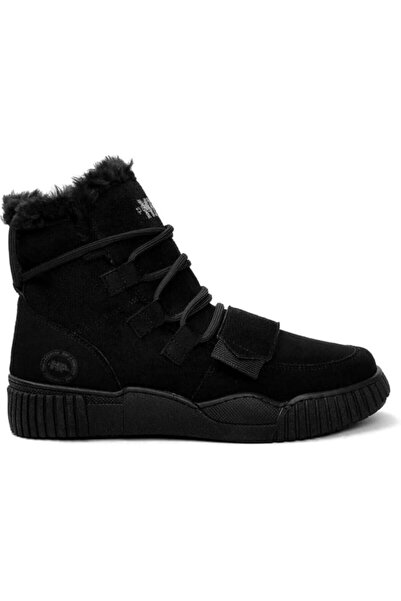 M.P. Mp 242-1876, Μαύρα σουέτ γυναικεία αθλητικά μποτάκια με κορδόνια