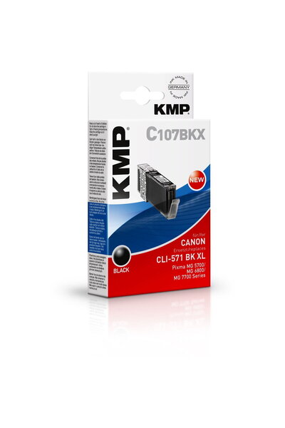 KMP Printer Cartridge Ink Cartridge, KMP, For Canon CLI 571, 11 ml, Black