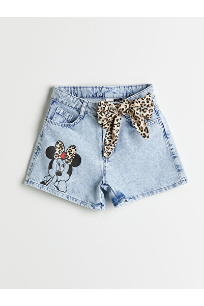 LC Waikiki Pantaloni scurți din denim pentru fete, cu imprimeu Minnie Mouse a...