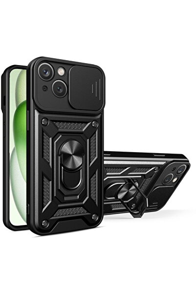 Techsuit Husă pentru iPhone 15 Plus - Seria Techsuit CamShield - Neagră