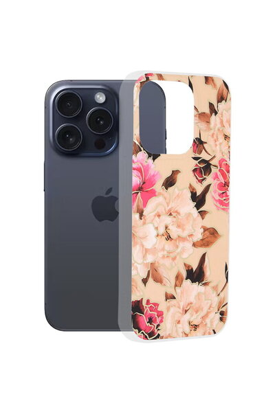 Techsuit Carcasă pentru iPhone 15 Pro - Techsuit Marble Series - Mary Berry Nude