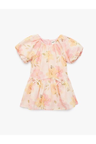 Koton Βρεφικό φόρεμα για κορίτσια 6SMG80026AW ΚΙΤΡΙΝΟ ΜΕ ΣΧΕΔΙΑ