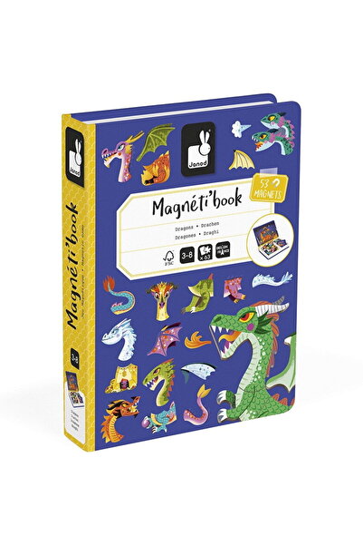 Janod Jucarie Educationala Joc magnetic - Magneti Book, Dragoni, 63 piese