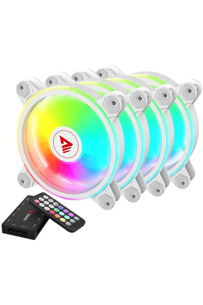Savio FAN-01 ALB pachet de 4 ventilatoare ARGB de 120mm, inclusiv controler ș...