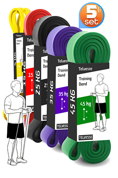 Telvesse Set de benzi de rezistență 5-15-25-35-45KG pentru dezvoltarea mușchi...