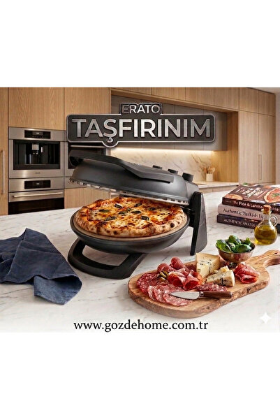 Anthracite - Erato Stone Zero Pizza Machine, Lahmacun Machine Natural Stone Oven - Timer - 400 °c