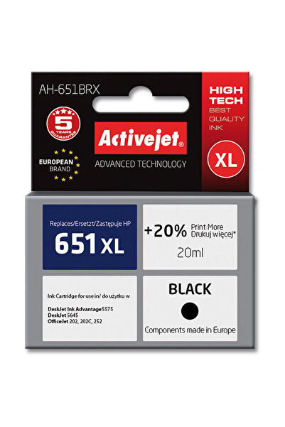 ActiveJet Cartuș de cerneală premium, negru, 20 ml