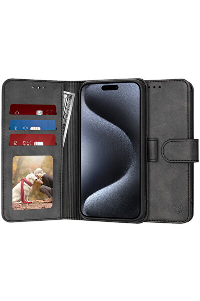 Techsuit Husă pentru iPhone 15 Pro - Techsuit Diary Book - Neagră