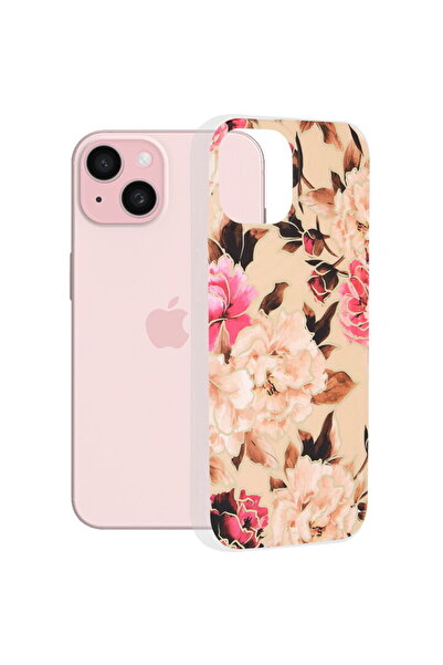 Techsuit Carcasă pentru iPhone 15 - Seria Techsuit Marble - Mary Berry Nude