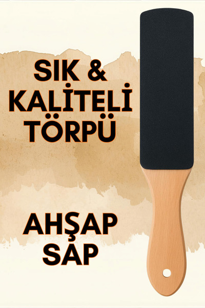 AKTARFAN Ahşap Saplı Topuk Törpüsü ve Ponza Taşı Doğal Ayak Bakım Seti