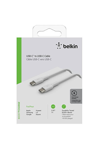 Belkin Cablu Date USB-C/USB-C Cable 1m PVC, white CAB003bt1MWH