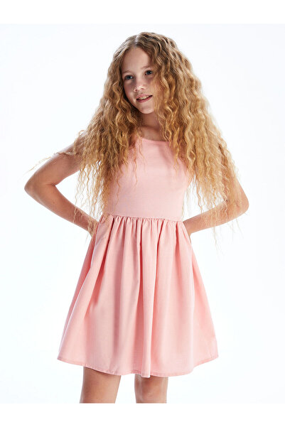 LC Waikiki Nevavm U-Neck Girls' Dress with Difference