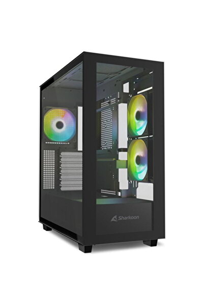 SHARKOON Carcasă PC de gaming Rebel C60 RGB, Tower central, Panou transparent...