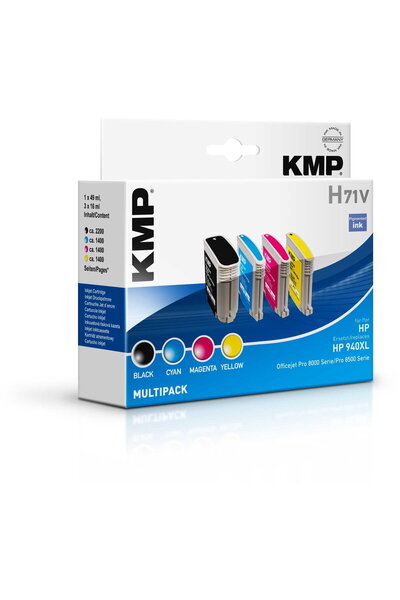 KMP Printer Cartridge Pigment Ink, KMP, HP, Black/Cyan/Magenta/Yellow