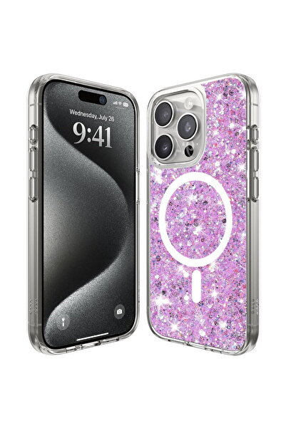 Techsuit Husa pentru iPhone 16 Pro - Sparkly Glitter MagSafe - Magenta