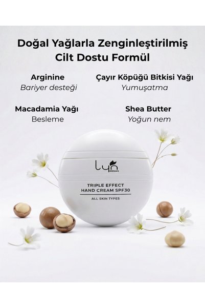 Lyn Skincare Triple Effect Hand Cream Spf30 (Anti-Aging, Sun Protection, Moisturizing Hand Cream)