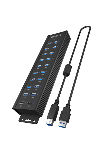 ICY BOX Hub USB 20-in-1, Raidsonic, cu alimentare, buton on/off, suporturi de...