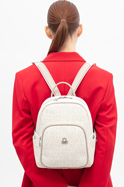 United Colors of Benetton Women's Backpack White-Stone Bnt1765