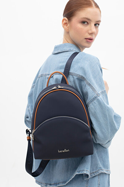 United Colors of Benetton Women's Backpack Navy Blue-Camel Bnt1824